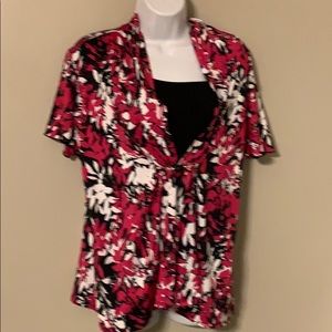 XL pink & black blouse